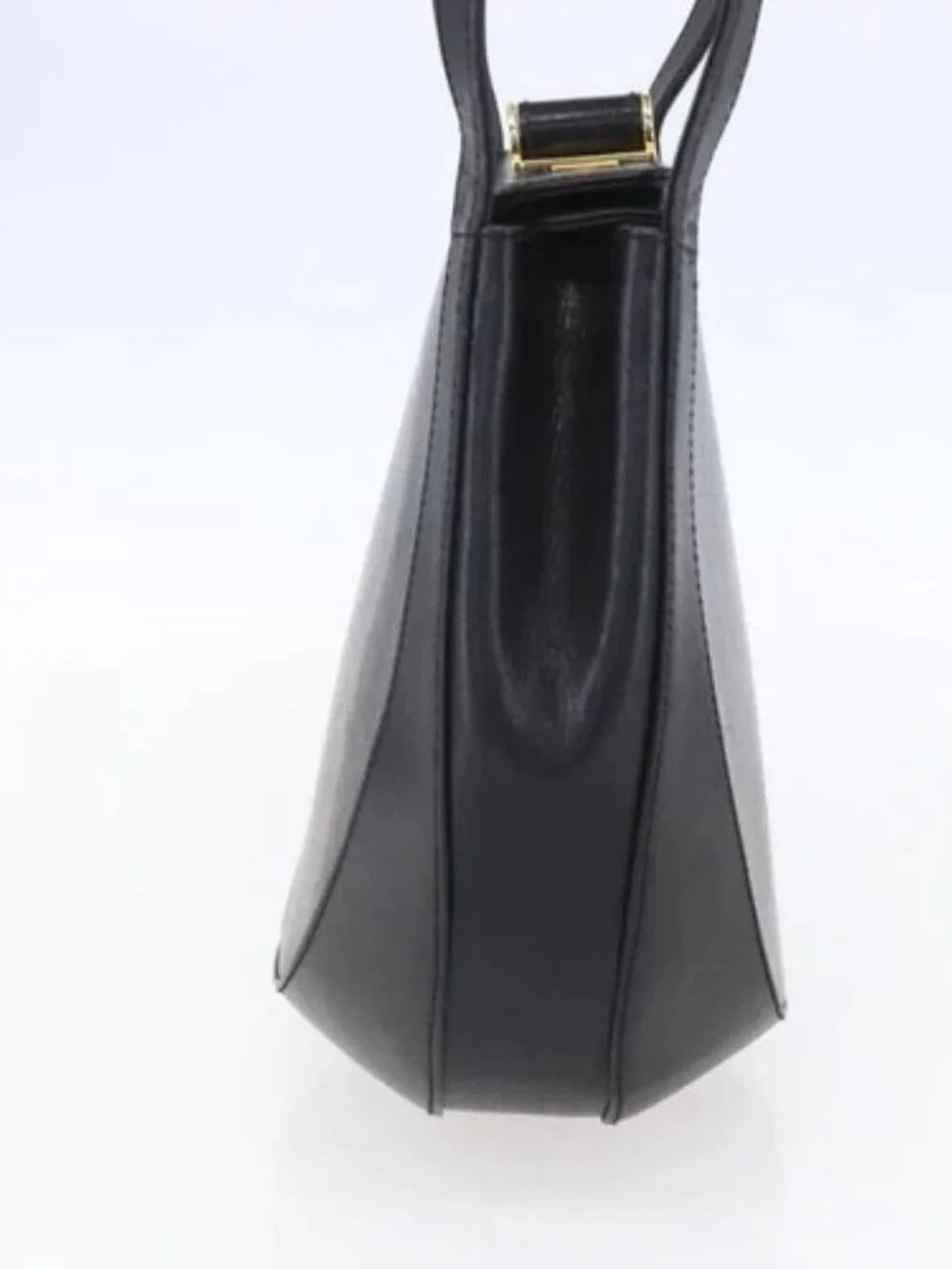 Salvatore Ferragamo Shoulder Bag Leather Black Gold Auth bs31188